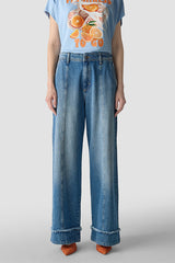 TURN-UP HEM WIDE-FIT JEANS