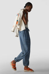 DENIM LOOK CARGO TROUSERS
