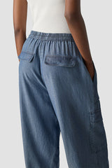 DENIM LOOK CARGO TROUSERS