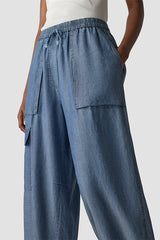 DENIM LOOK CARGO TROUSERS