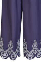 EMBROIDERED HEM WIDE-LEG TROUSERS