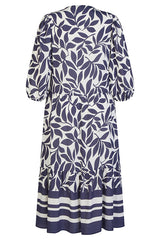 MIXED PRINT V-NECK DRESS