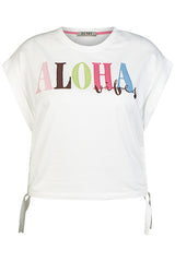ALOHA GRAPHIC TIE-HEM T-SHIRT