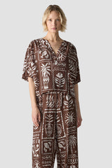 TRIBAL PRINT SHORT SLEEVE BLOUSE