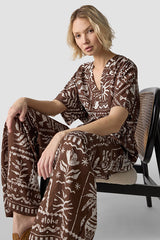 TRIBAL PRINT SHORT SLEEVE BLOUSE