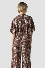 TRIBAL PRINT SHORT SLEEVE BLOUSE