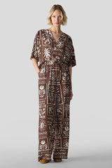 TRIBAL PRINT WIDE-LEG TROUSERS