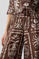 TRIBAL PRINT WIDE-LEG TROUSERS