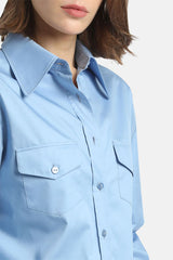 LEILA BLUE COTTON SHIRT