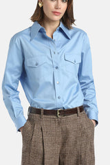 LEILA BLUE COTTON SHIRT