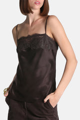 LEZIONI BROWN ELEGANT LINGERIE INSPIRED TOP