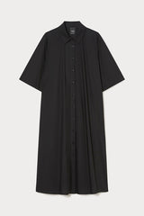 LINFA BLACK STRETCH COTTON SHIRT DRESS