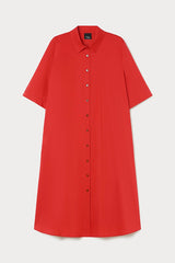 LINFA RED STRETCH COTTON SHIRT DRESS