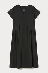 LORA BLACK LONG STRETCH POPLIN DRESS