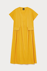 LORA YELLOW LONG STRETCH POPLIN DRESS