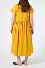 LORA YELLOW LONG STRETCH POPLIN DRESS