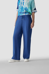 BLUE ELASTICATED WIDE-CUT TROUSERS