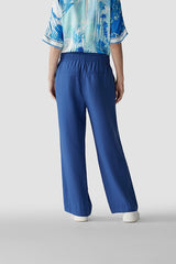 BLUE ELASTICATED WIDE-CUT TROUSERS