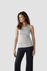 SHINY EFFECT SILVER RIBBED TOP