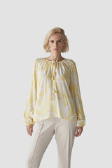 YELLOW PRINTED AIRY BLOUSE