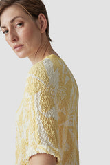 YELLOW PRINTED STRUCTURED T-SHIRT