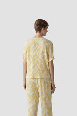 YELLOW PRINTED STRUCTURED T-SHIRT