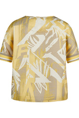 YELLOW BEIGE PRINTED T-SHIRT