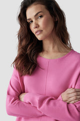 ROUND NECK DECORATIVE SEAM SWEATER