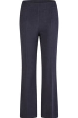 NAVY ELASTICATED FLARE TROUSERS