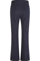 NAVY ELASTICATED FLARE TROUSERS