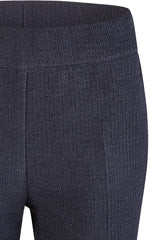 NAVY ELASTICATED FLARE TROUSERS