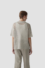 FLAX CROCHET LIKE POLO SWEATER