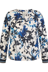 NAVY FLORAL PATTERN BLOUSE