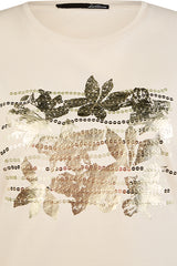 SEQUINNED GOLD LEAF T-SHIRT