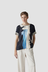 NAVY ABSTRACT PRINT TSHIRT