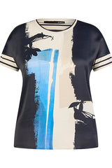 NAVY ABSTRACT PRINT TSHIRT