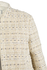 WOVEN CREAM BOMBER JACKET