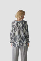 GREY ABSTRACT ANIMAL PRINT SWEATER
