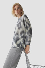 GREY ABSTRACT ANIMAL PRINT SWEATER