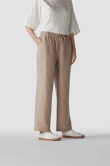 LINEN MIX WIDE TROUSERS