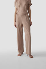 SHINY GRANOLA WIDE KNIT TROUSERS