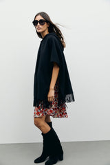ADY FRINGED HOODED CAPE