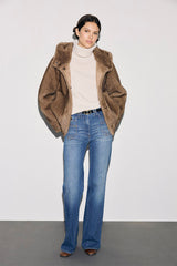 AGATE BEIGE FAUX FUR HOODED COAT