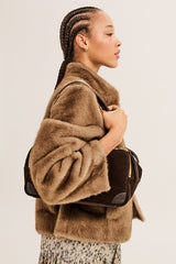 AMBA BEIGE SHORT FAUX FUR COAT