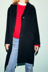 AELIS BLACK WOOL STRAIGHT COAT