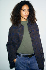 ALTA SHORT CHECKED VIRGIN WOOL COAT