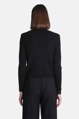 MADIRA BLACK FLAT RIB CROPPED CARDIGAN