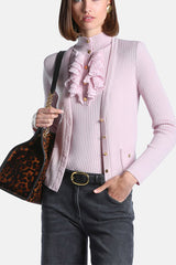 MADIRA PINK FLAT RIB CROPPED CARDIGAN