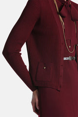 MADIRA RED FLAT RIB CROPPED CARDIGAN