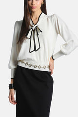 MAGGIOLONE LAVALLIÈRE NECKLINE KNIT BLOUSE